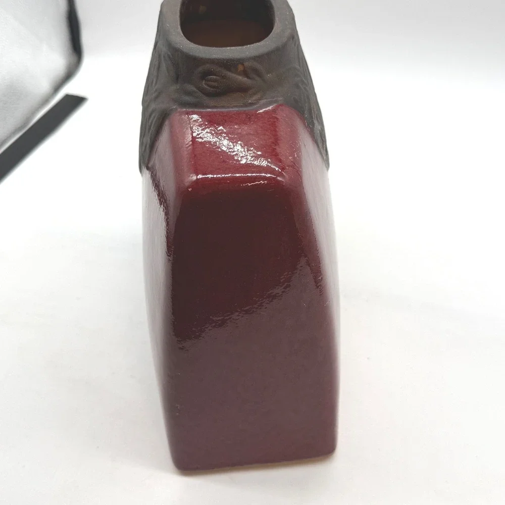 Formalities Baum bros Red‎ Glazed Ceramic Planter Pot Vase heavy potery decor